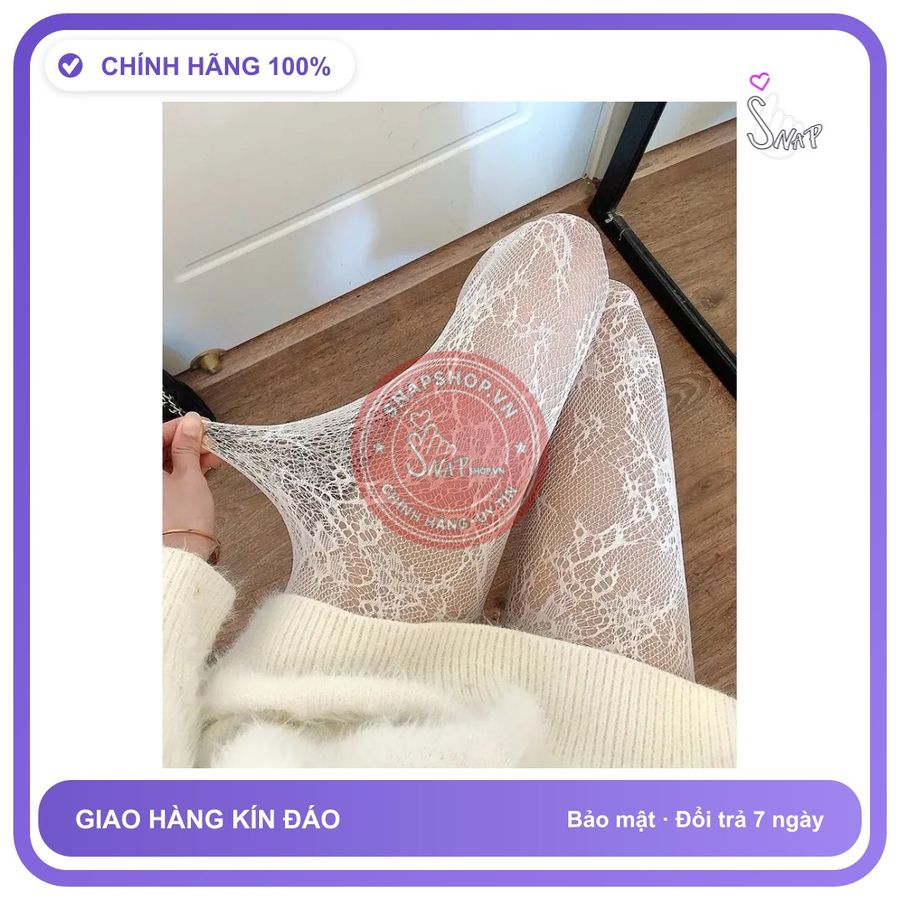 Quần Tất Lưới Lolita Họa Tiết Hoa Hồng Gợi T914 Trắng chính hãng - co giãn thoải mái, chất vải mềm mát, đường may tỉ mỉ - giao hàng che tên kín đáo