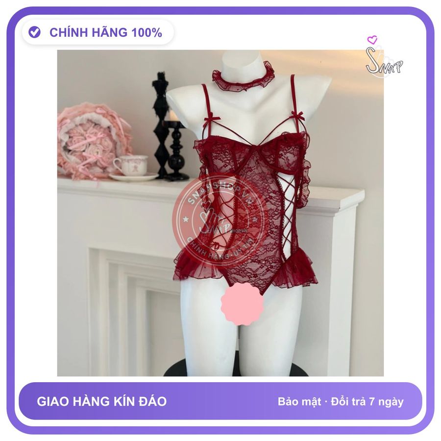 Đồ Lót Liền Thân Ren Phối Nơ Siêu Đẹp N924 Đỏ chính hãng - phối ren, co giãn thoải mái, freesize - giao hàng che tên kín đáo