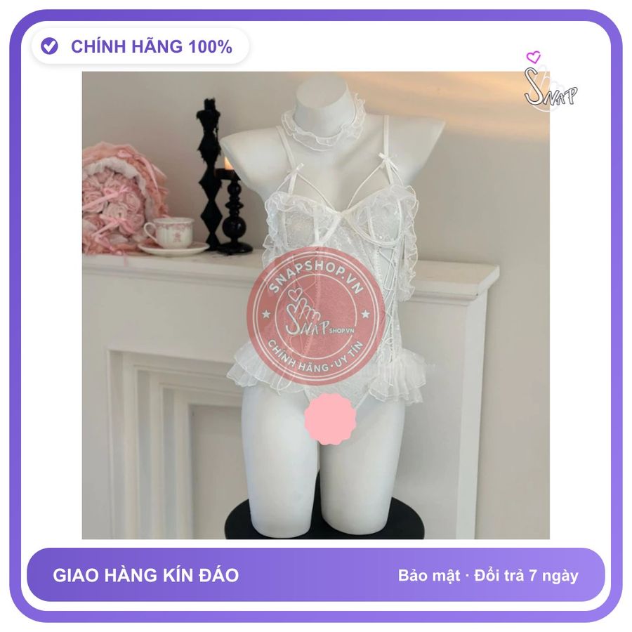 Đồ Lót Liền Thân Ren Phối Nơ Siêu Đẹp N924 Trắng chính hãng - phối ren, co giãn thoải mái, freesize - giao hàng che tên kín đáo