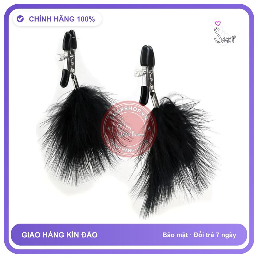 Kẹp Núm Ti Lông Vũ BDSM Kiểm Soát Lực chính hãng - sạc USB, rung êm không tiếng động, chất liệu an toàn cho da - giao hàng che tên kín đáo