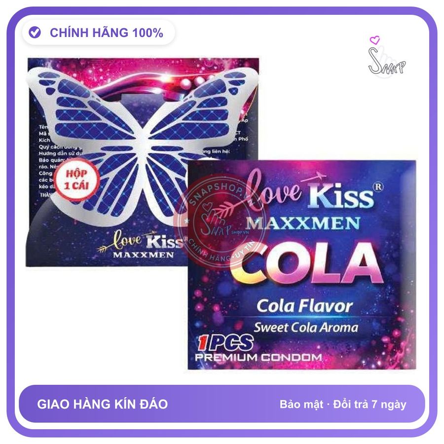 Bao Cao Su Love Kiss Maxxmen Cola Hộp 12 chính hãng - có gai nổi, hộp 12 cái, hỗ trợ kéo dài - giao hàng che tên kín đáo