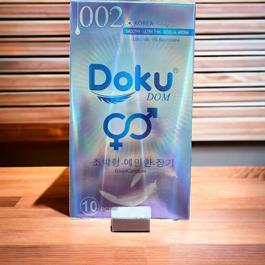 Bao cao su Doku Dom 002 long time 8% benzocain hộp 10 cái