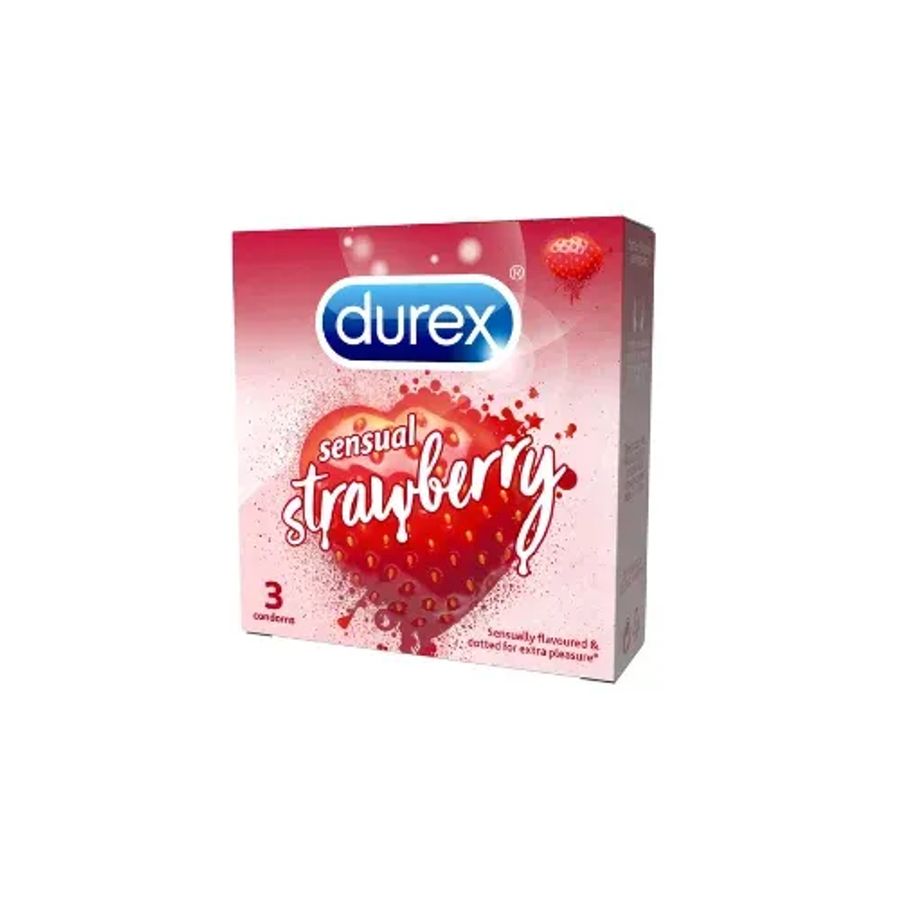 Bao cao su Durex Sensual Strawberry hộp 3 cái hàng có sẵn