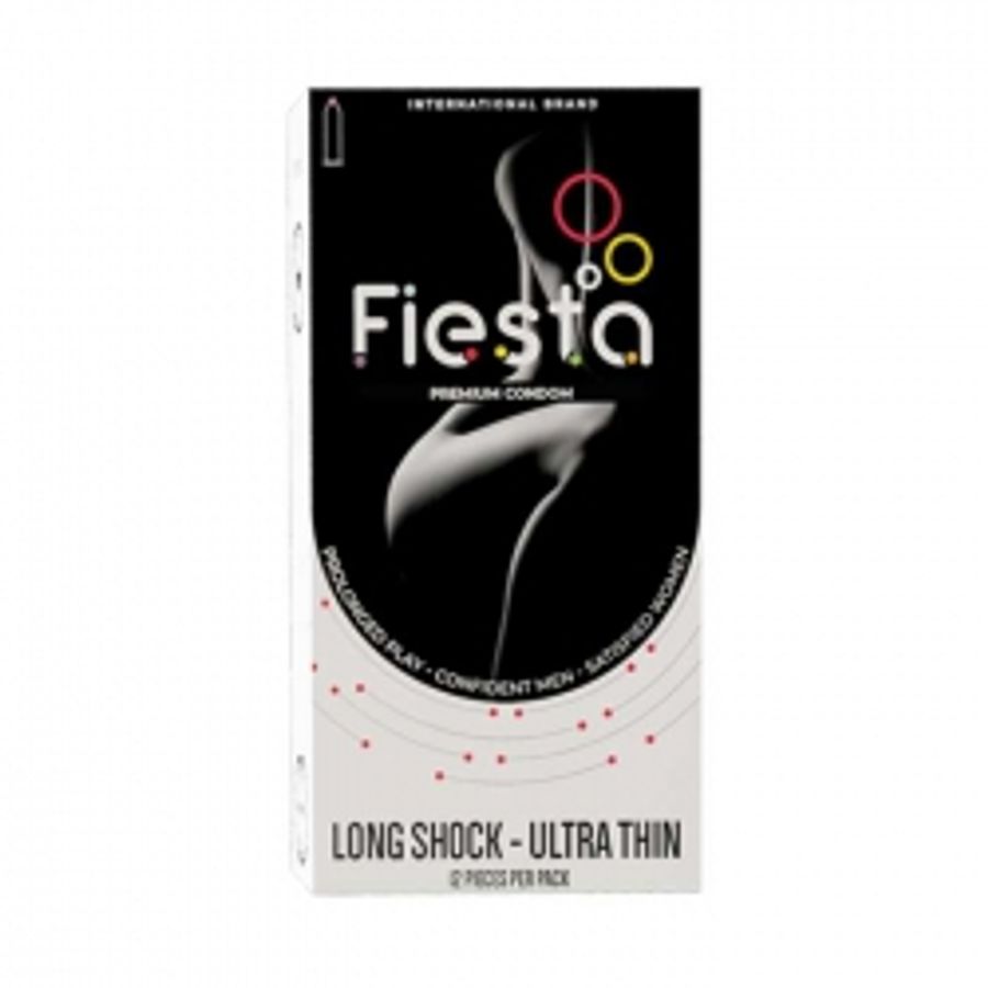 Bao cao su Fiesta Long shock - Ultra thin (trắng) hộp 12 cái