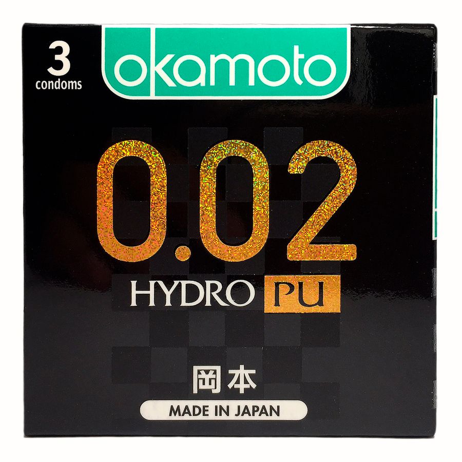 Bao cao su OKAMOTO 0.02 Hydro PU hộp 3 cái hàng có sẵn