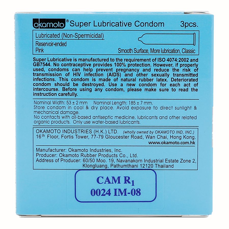 Bao cao su Okamoto Skinless Skin Super Lubricated hộp 3 cái giao nhanh