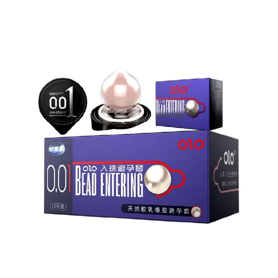 Bao cao su OLO 0.01 Bead Entering - Siêu mỏng, bi tăng thêm 3cm hộp 10 hàng có sẵn