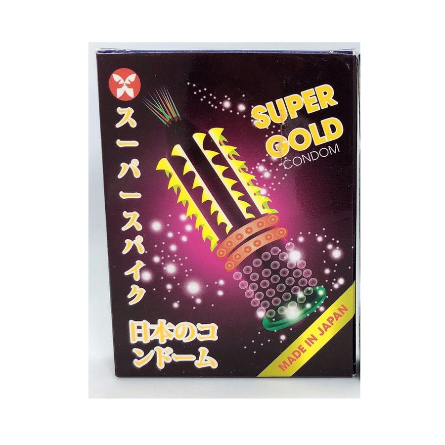 Bao cao su Super Gold - Gân và gai siêu lớn (nâu) hộp 2 chính hãng
