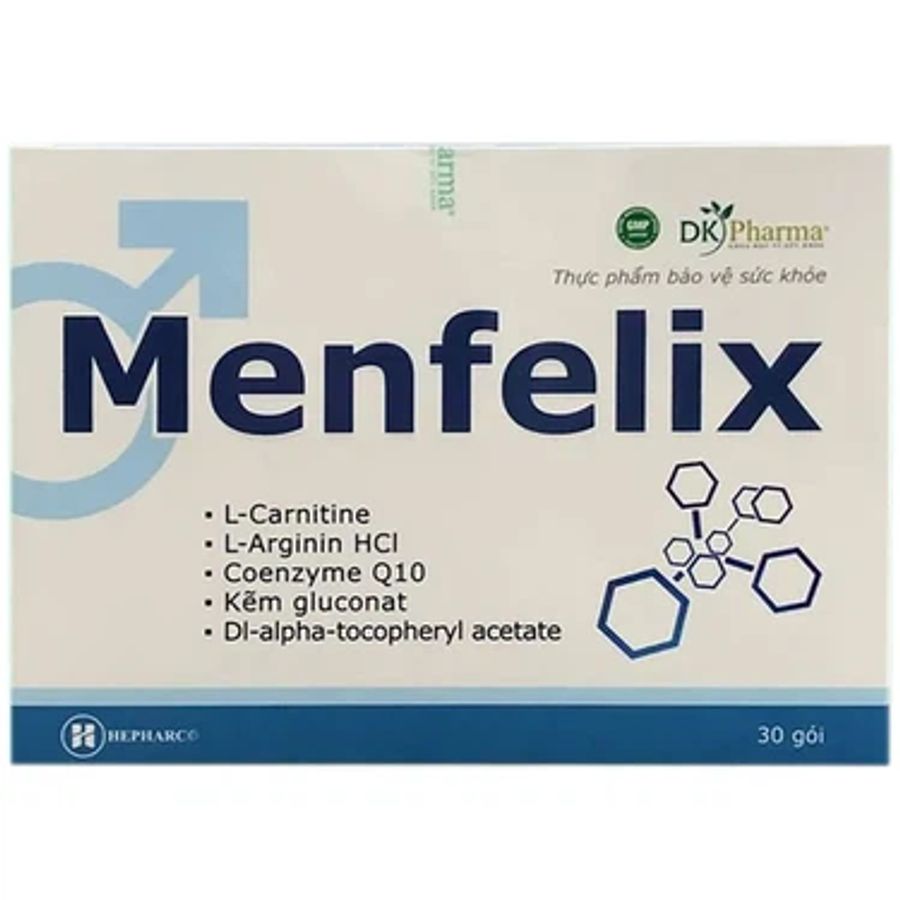 Bột uống cung cấp các dưỡng chất, hỗ trợ tăng cường sinh lý nam Menfelix Hepharco hộp 30 gói