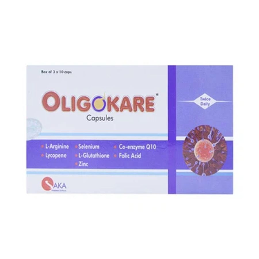 Viên uống hiếm muộn ở nam giới Oligokare Ahaan Healthcare hộp 3 vỉ x 10 hàng có sẵn