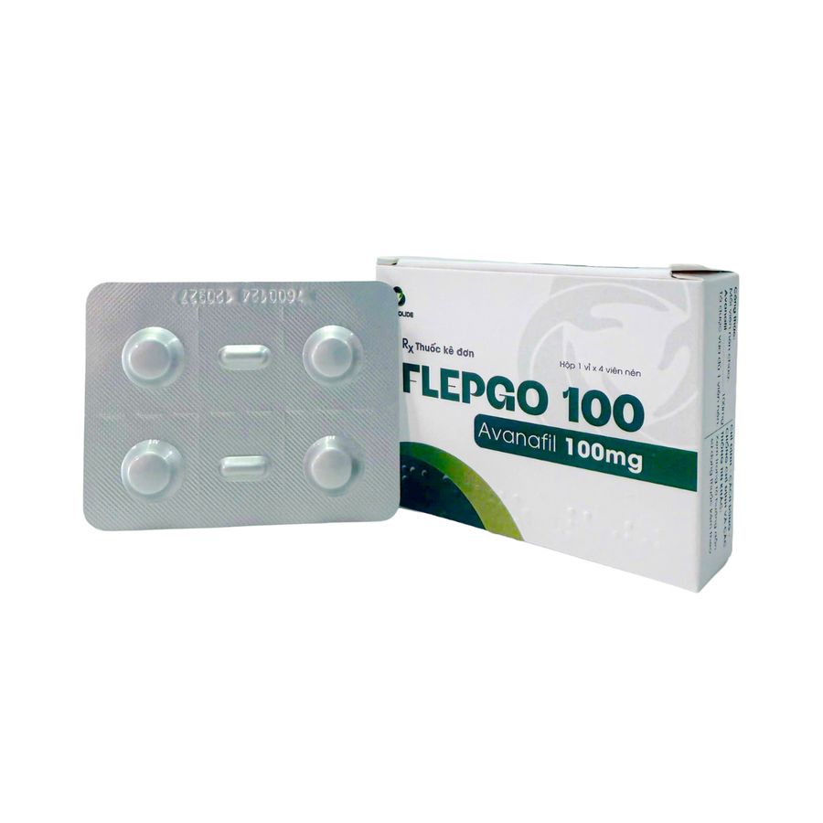 Viên uống rối loạn cương dương ở nam giới trưởng thành Flepgo 100 hộp 1 vỉ x 4 viên mẫu hàng có sẵn