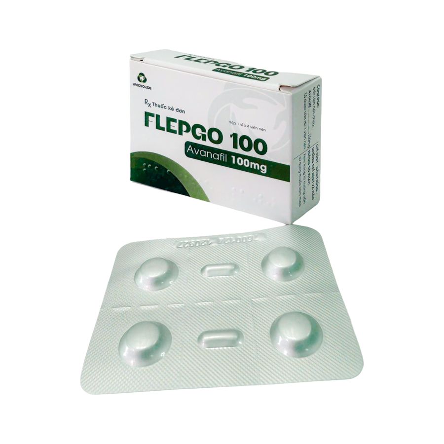 Viên uống rối loạn cương dương ở nam giới trưởng thành Flepgo 100 hộp 1 vỉ x 4 viên đóng gói hàng có sẵn