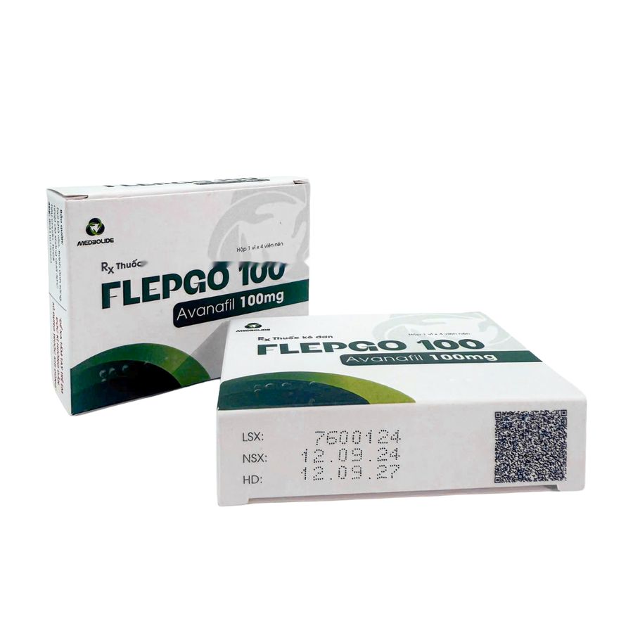 Viên uống rối loạn cương dương ở nam giới trưởng thành Flepgo 100 hộp 1 vỉ x 4 viên giao hàng kín hàng có sẵn