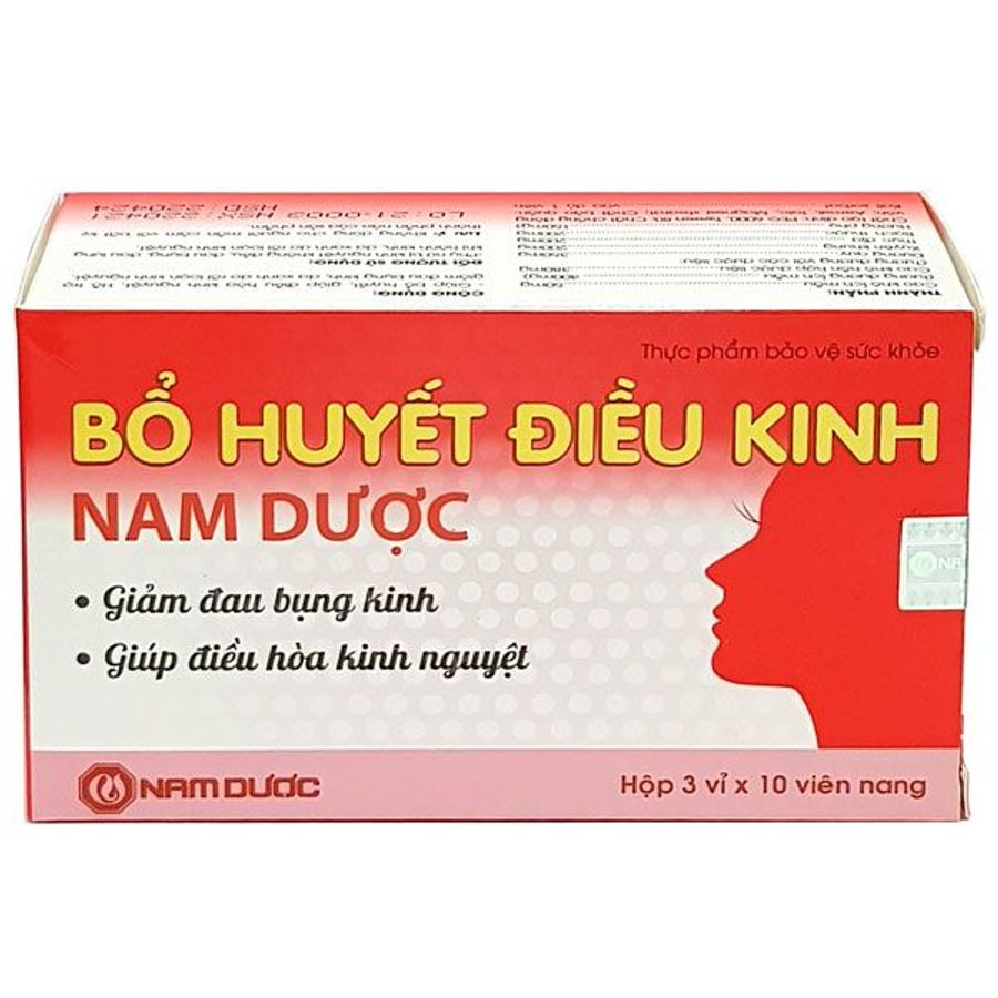 Giảm đau bụng kinh, điều hòa kinh nguyệt Bổ Huyết Điều Kinh Nam Dược hộp 3 vỉ x 10 viên