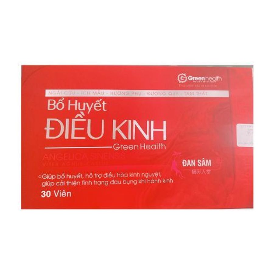 Hỗ trợ bổ huyết, cải thiện tình trạng rối loạn kinh nguyệt Bổ Huyết Điều Kinh Greenhealth hộp 3 vỉ x 10 viên