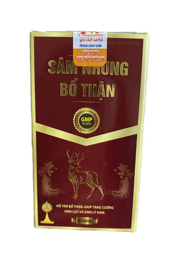 Hỗ trợ bổ thận, tăng cường sinh lực và sinh lý nam Sâm Nhung Bổ Thận (DP Quyền Linh) hộp 30 viên