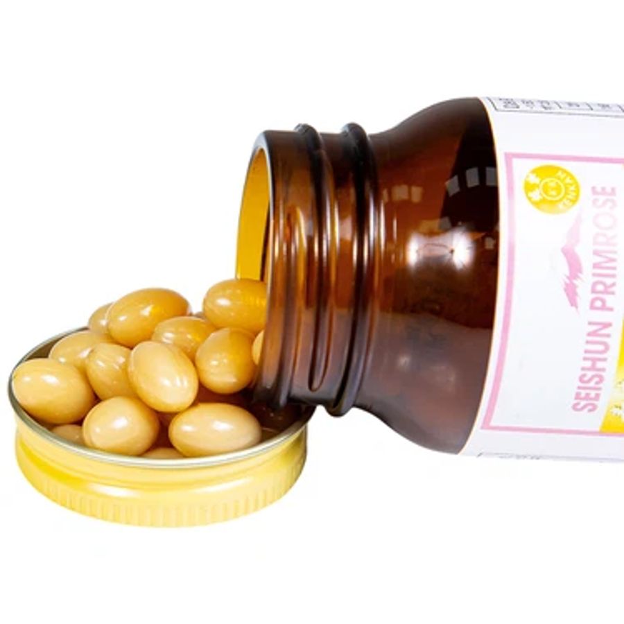 Hỗ trợ cải thiện các triệu chứng của phụ nữ tiền mãn kinh Kenkan Seishun Primrose hộp 1 lọ 60 viên hàng có sẵn