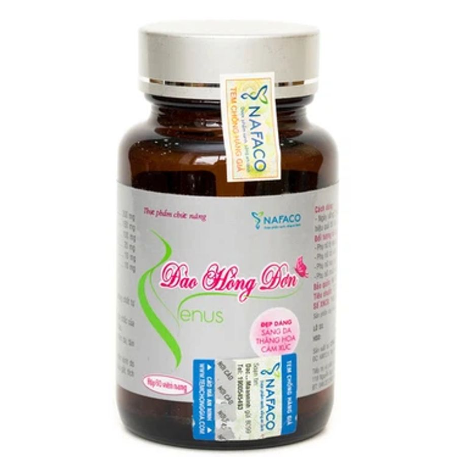 Hỗ trợ cải thiện thiếu hụt nội tiết tố nữ Đào Hồng Đơn Venus Nafaco hộp 1 lọ x 60 viên
