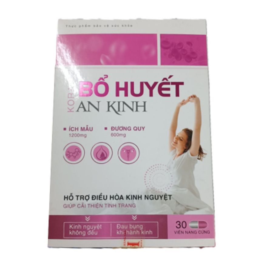 Hỗ trợ điều hòa kinh nguyệt Bổ Huyết An Kinh Koras hộp 3 vỉ x 10 viên