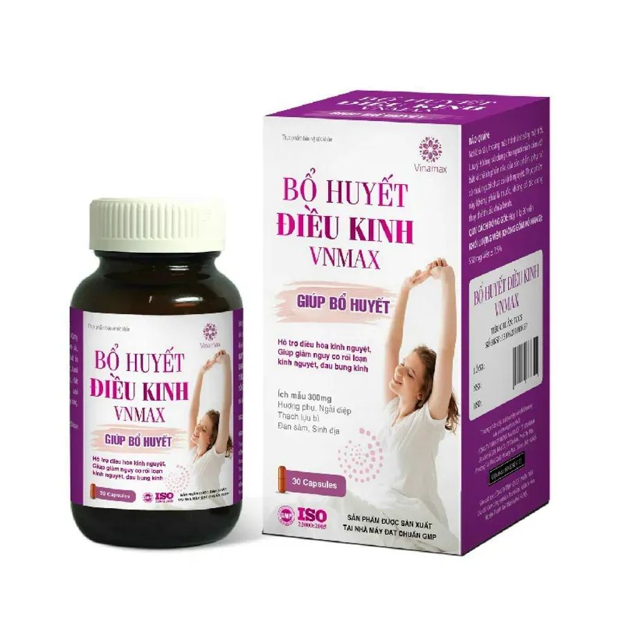 Hỗ trợ điều hòa kinh nguyệt Bổ Huyết Điều Kinh VNMAX hộp 1 lọ 30 viên