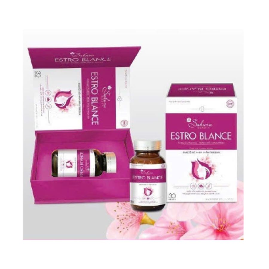 Hỗ trợ giảm bốc hỏa, điều hòa nội tiết tố nữ Estro Blance Sakura Beauty hộp 30 viên