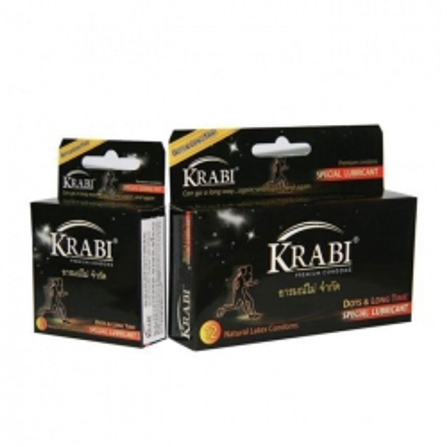 [MUA 1 TẶNG 1]Bao cao su có gai và kéo dài thời gian Krabi Dots & Long Time hộp 12 cái - Tặng 1 hộp 3 cái giao nhanh