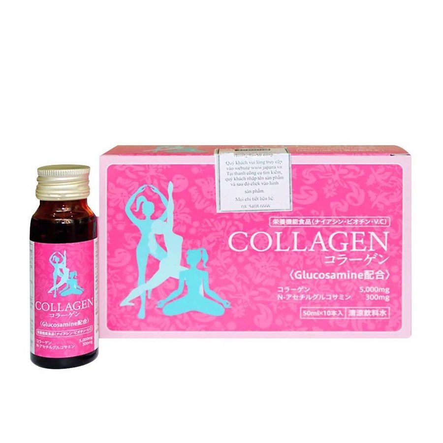 Nước uống bổ sung Collagen TKK Collagen Glucosamine hộp 10 chai hàng có sẵn