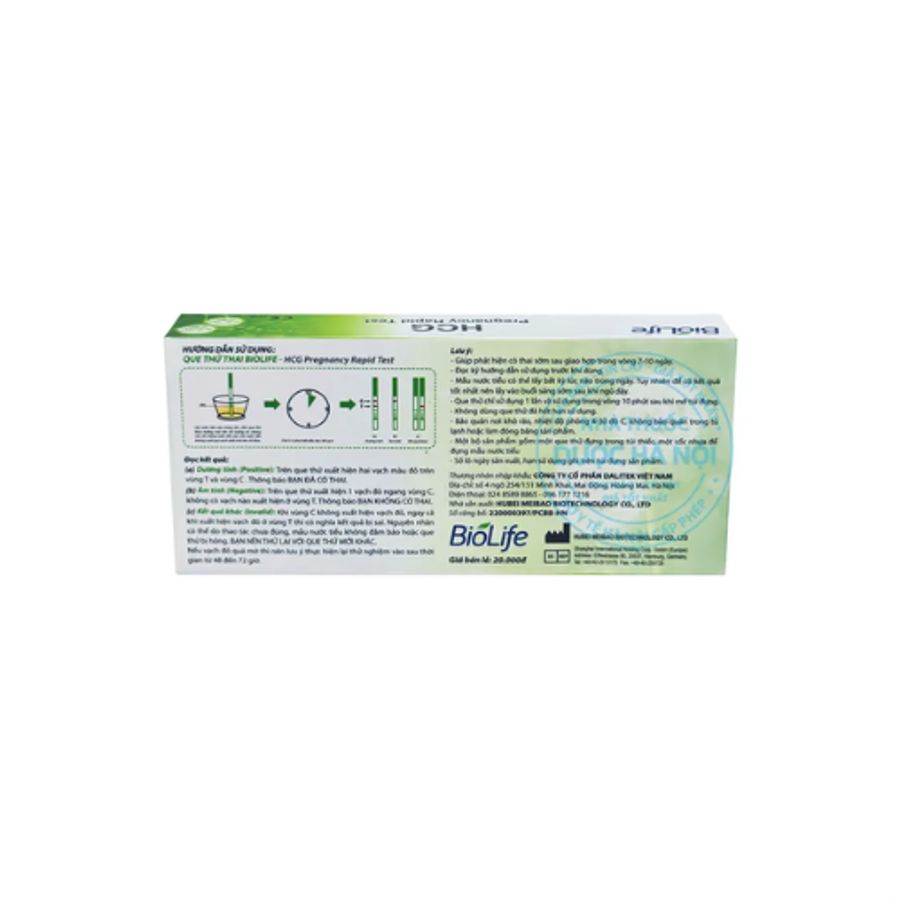 Que thử thai Biolife HCG Pregnancy Rapid Test hộp 1 cái hàng có sẵn