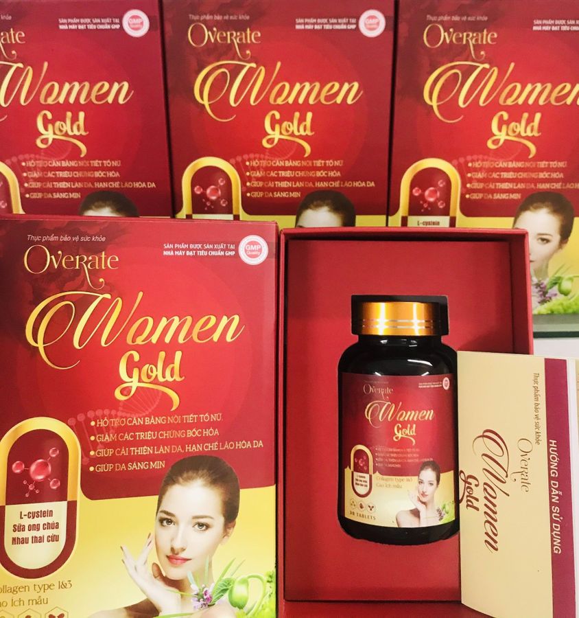 Thực phẩm bảo vệ sức khoẻ Women Gold Overate (Mẫu mới) hộp 1 lọ 30 viên hàng có sẵn