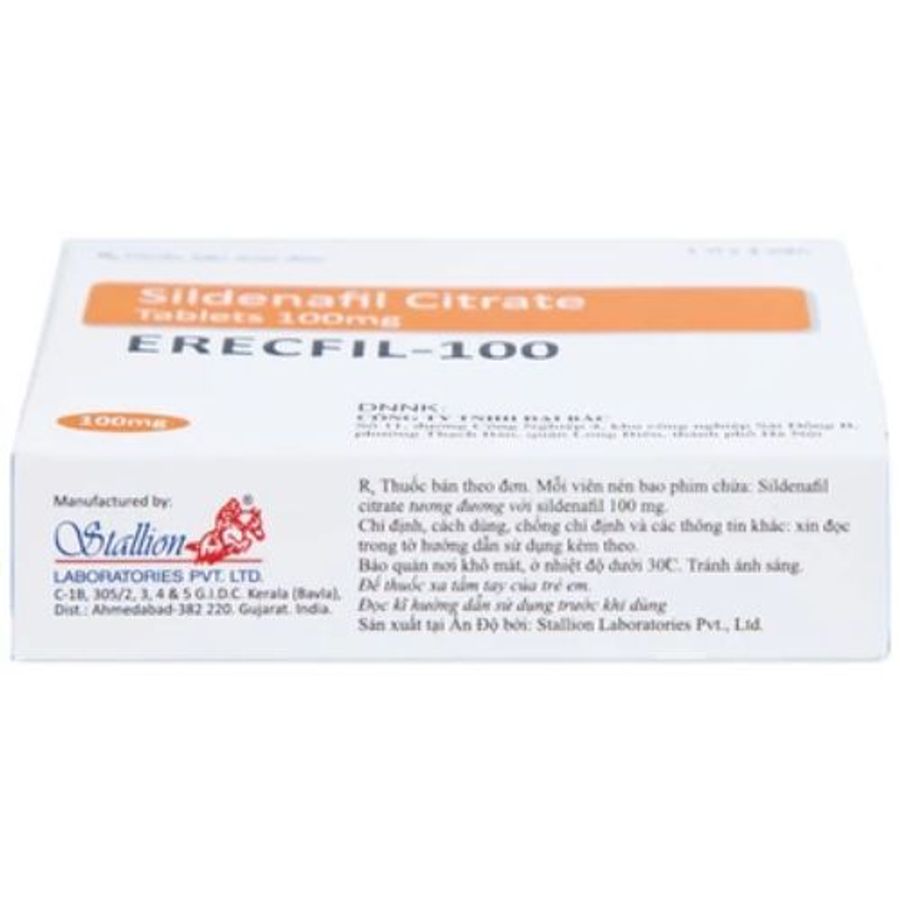 Viên uống rối loạn cương dương Erecfil - 100 Stallion hộp 4 viên mẫu mới