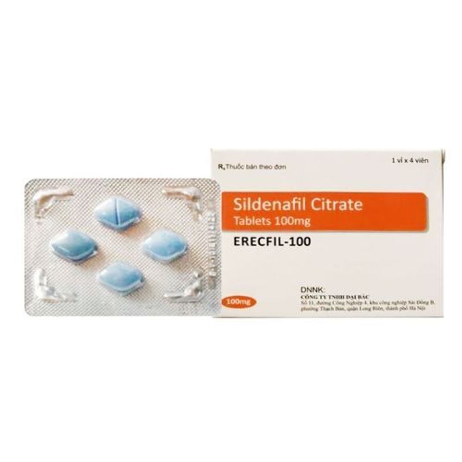 Viên uống rối loạn cương dương Erecfil - 100 Stallion hộp 4 viên phiên bản mới