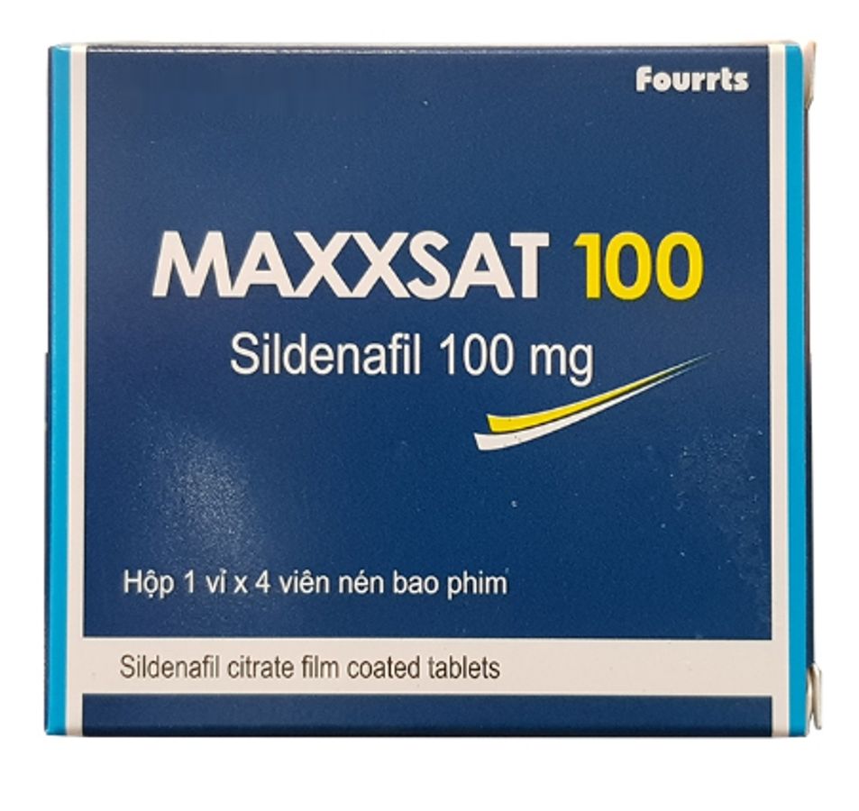 Viên uống rối loạn cương dương Maxxsat 100mg hộp 1 vỉ x 4 chính hãng