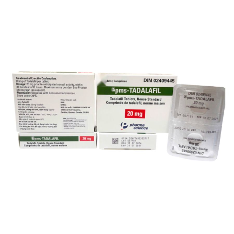 Viên uống rối loạn cương dương pms-Tadalafil 20mg hộp 2 vỉ x 2 viên giao nhanh