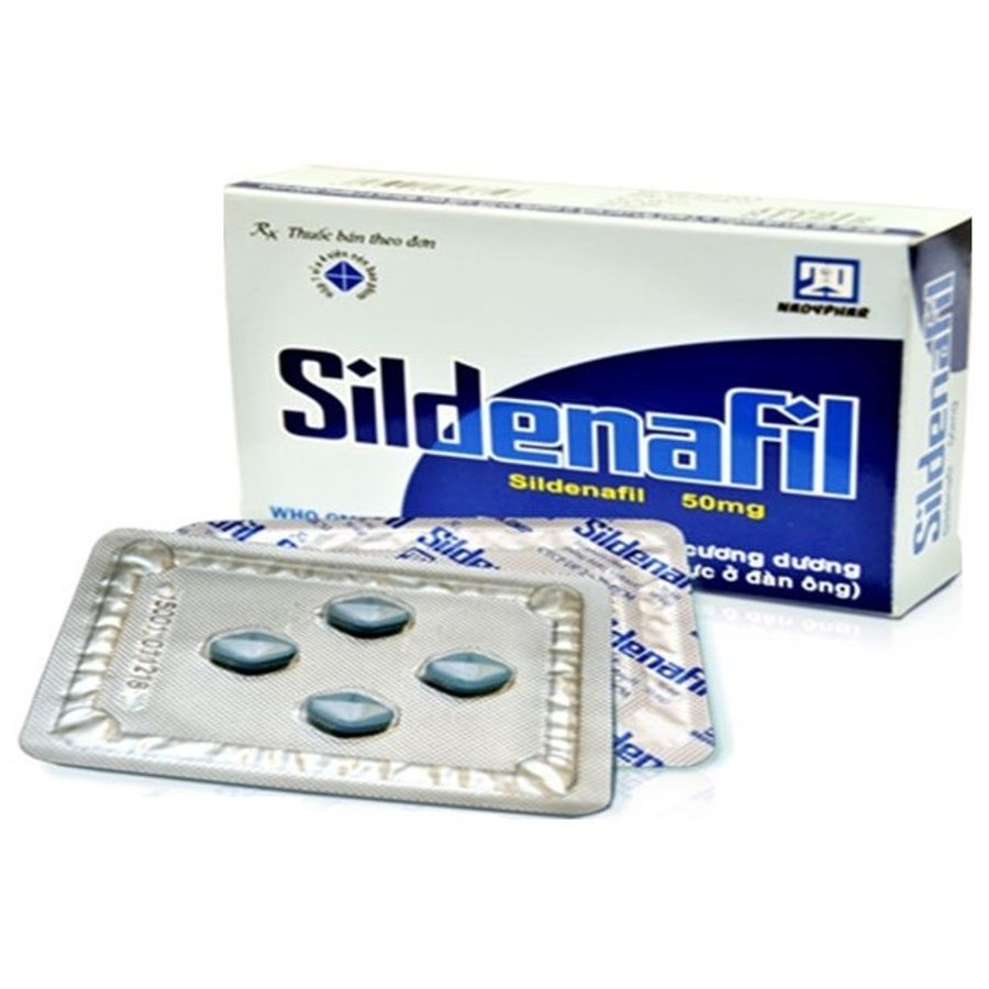 Viên uống rối loạn cương dương Sildenafil Nadyphar hộp 1 vỉ x 4 viên hàng có sẵn