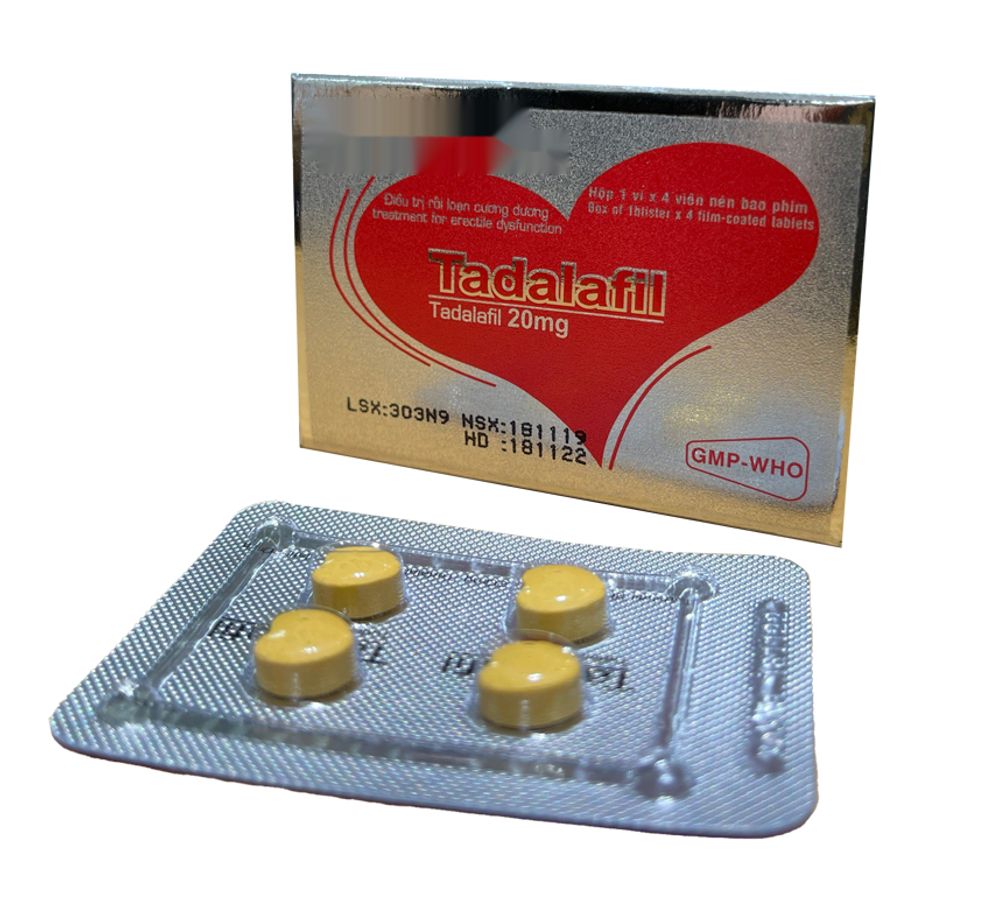 Viên uống rối loạn cương dương Tadalafil 20mg (DP 150) hộp 1 vỉ x 4 viên