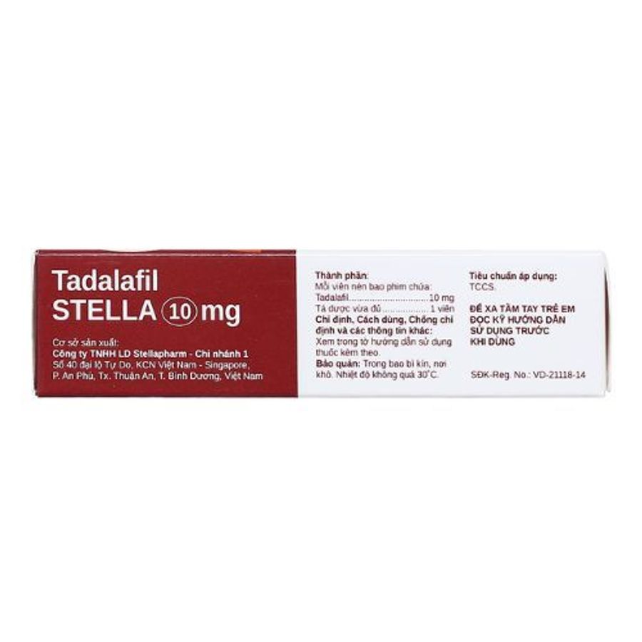 Viên uống rối loạn cương dương Tadalafil STELLA 10mg hộp 2 viên bản tiêu chuẩn
