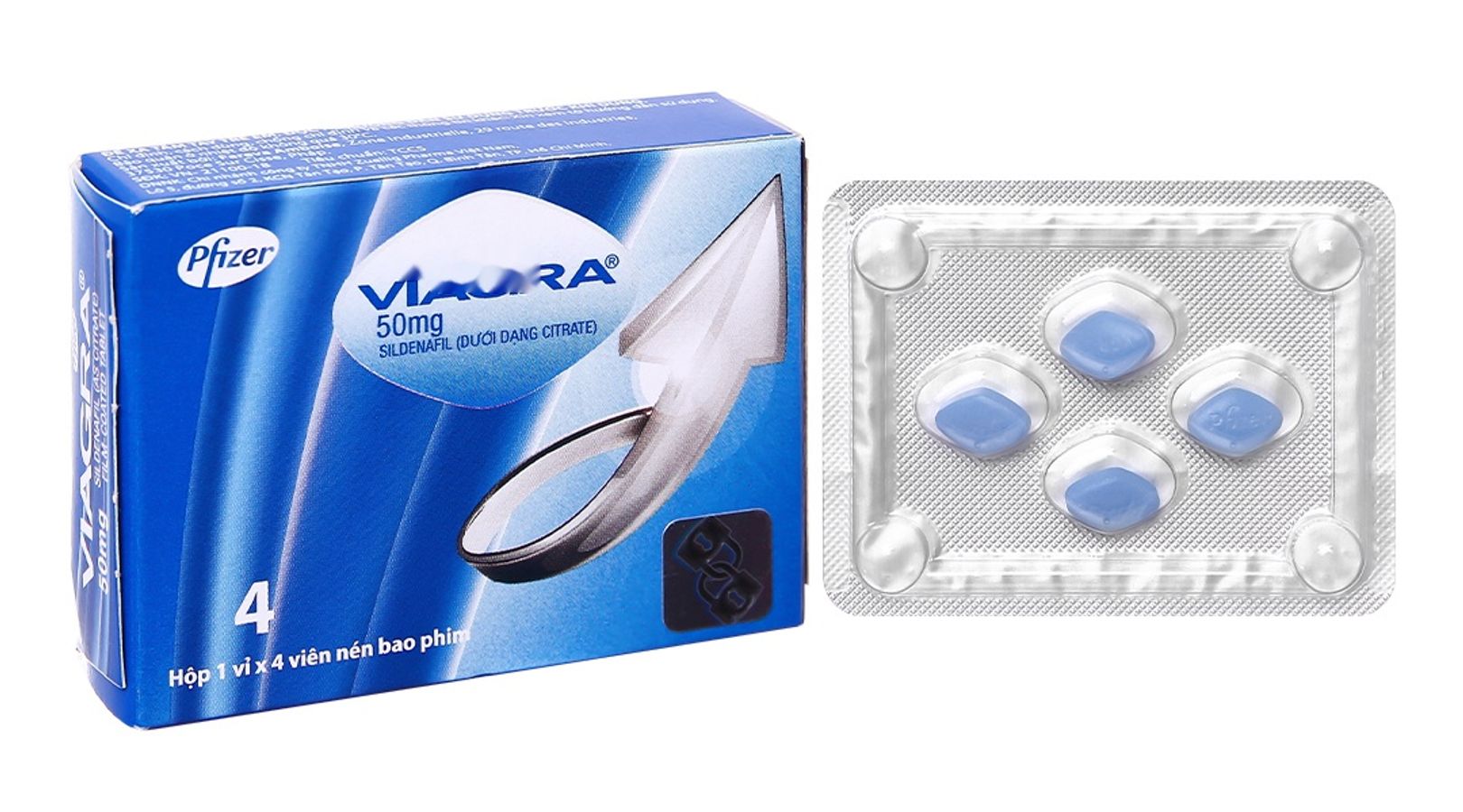 Viên uống rối loạn cương dương VIAGRA 50mg hộp 1 vỉ x 4 viên giao nhanh