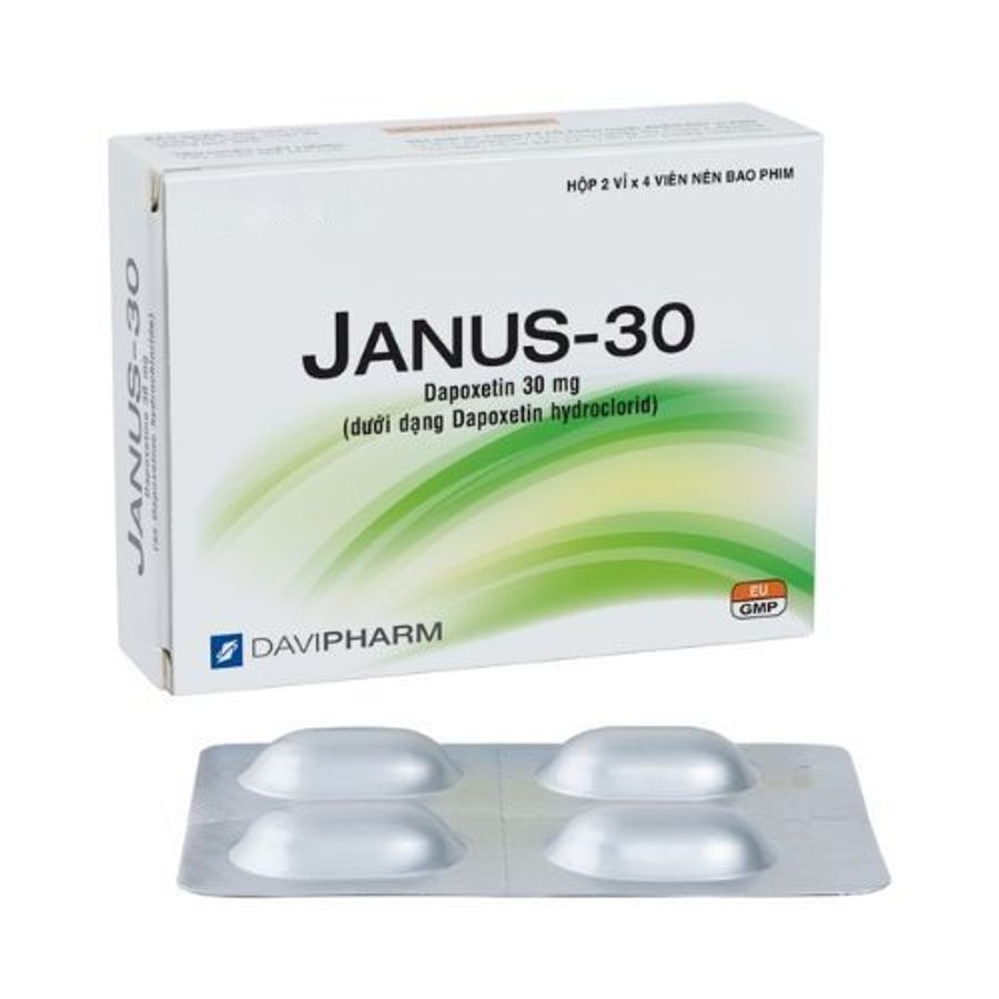 Viên uống xuất tinh sớm Janus-30 Davipharm hộp 2 vỉ x 4 viên