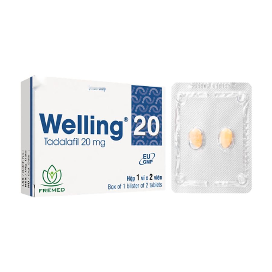 Viên uống rối loạn cương dương Welling 20 Fremed hộp 1 vỉ x 2 viên