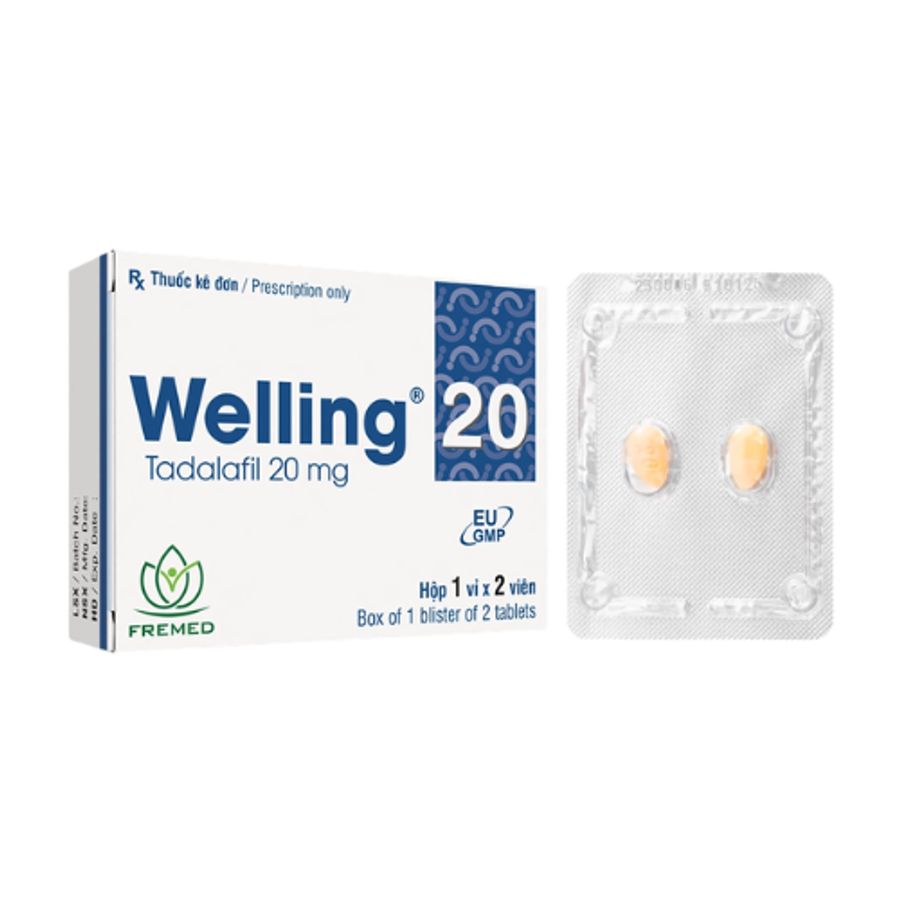 Viên uống rối loạn cương dương Welling 20 Fremed hộp 1 vỉ x 2 viên hàng có sẵn