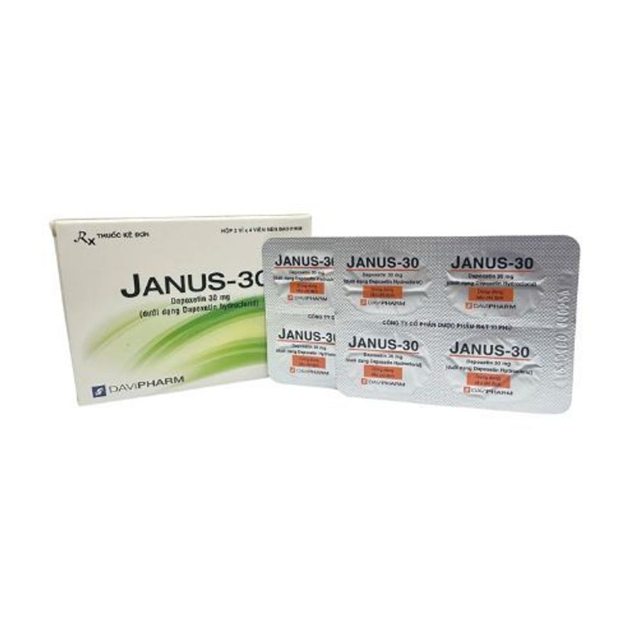 Viên uống xuất tinh sớm Janus-30 Davipharm hộp 2 vỉ x 4 viên mẫu mới