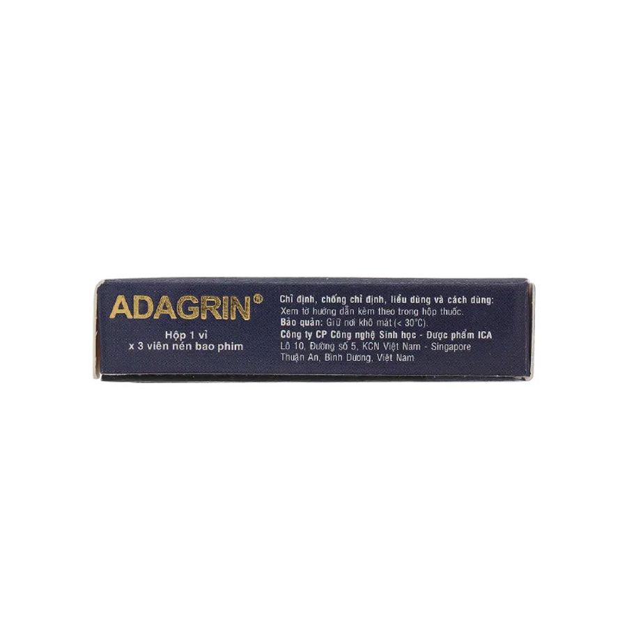 Viên uống rối loạn cương dương Adagrin 100mg (mẫu mới) hộp 3 viên bản tiêu chuẩn