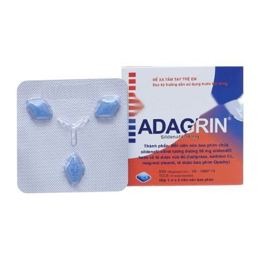 Viên uống rối loạn cương dương Adagrin 50mg hộp 3 chính hãng