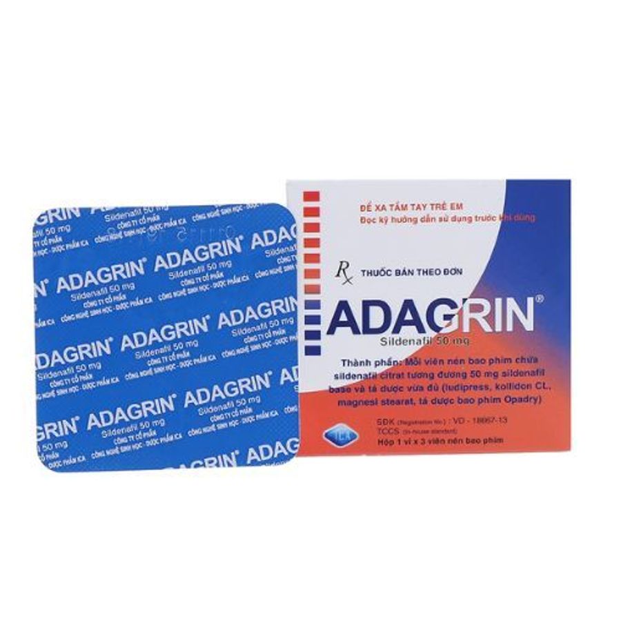 Viên uống rối loạn cương dương Adagrin 50mg hộp 3 viên mẫu mới