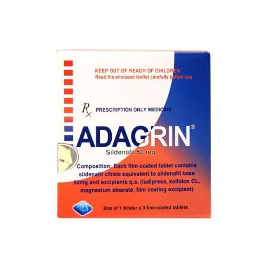 Viên uống rối loạn cương dương Adagrin 50mg hộp 3 viên đóng gói kín