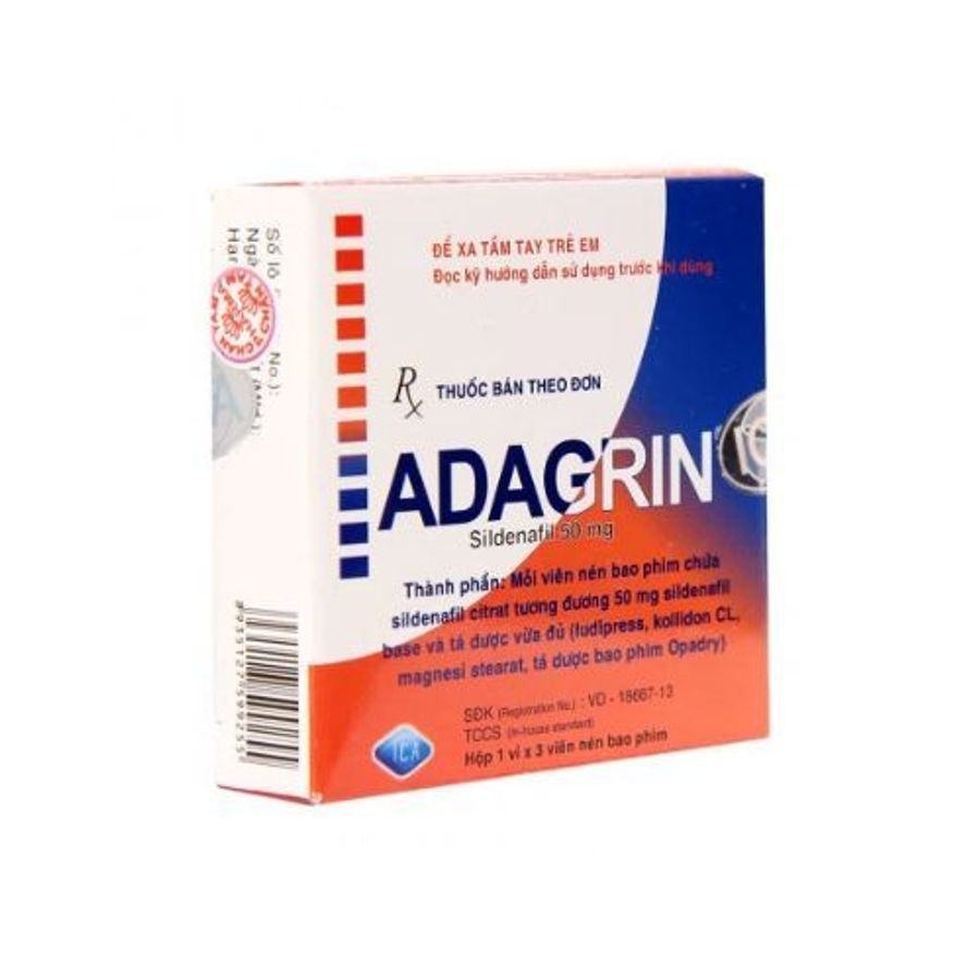 Viên uống rối loạn cương dương Adagrin 50mg hộp 3 viên giao hàng kín đáo