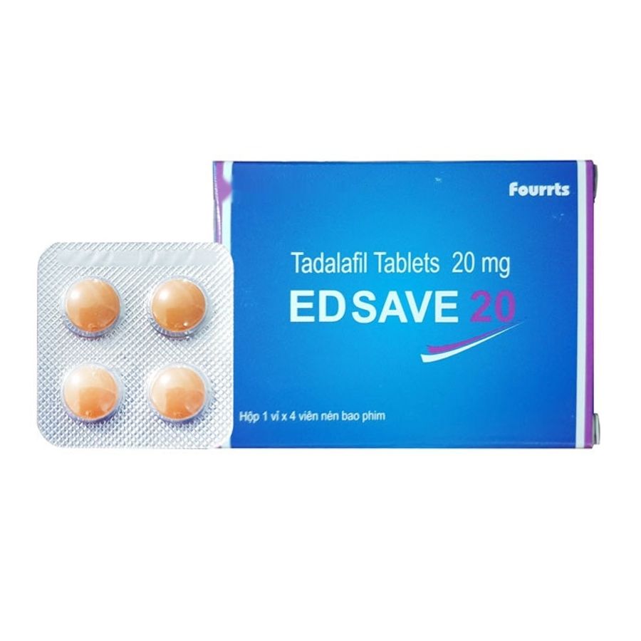 Viên uống rối loạn cương dương EDSAVE 20 Tadanafil Tablels 20mg hộp 1 vỉ x 4 viên giao nhanh