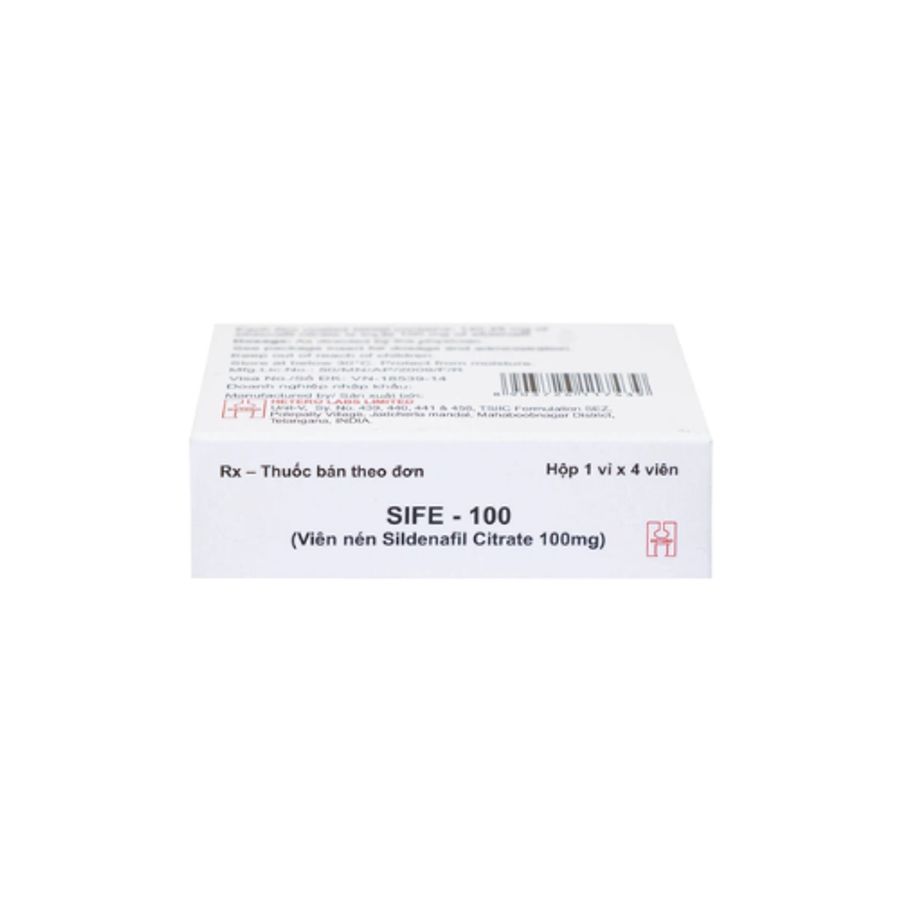 Viên uống rối loạn cương dương SIFE - 100 Hetero hộp 1 vỉ x 4 viên bản tiêu chuẩn