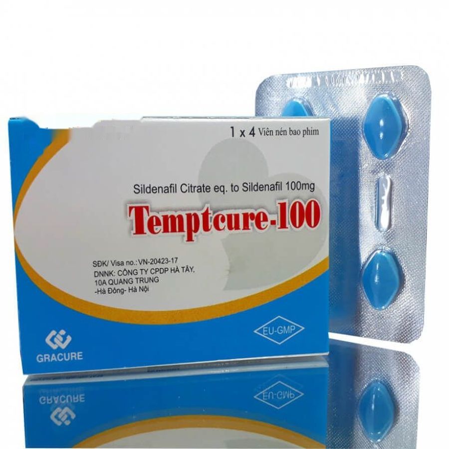 Viên uống rối loạn cương dương Temptcure - 100 hộp 1 vỉ x 4 viên nén bao phim