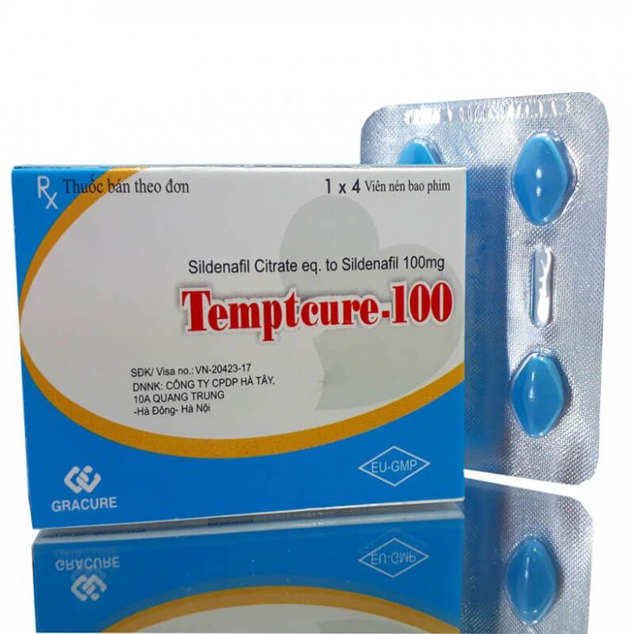 Viên uống rối loạn cương dương Temptcure - 100 hộp 1 vỉ x 4 viên nén bao phim hàng có sẵn